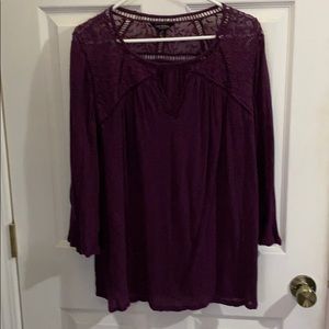Purple cut out lace blouse